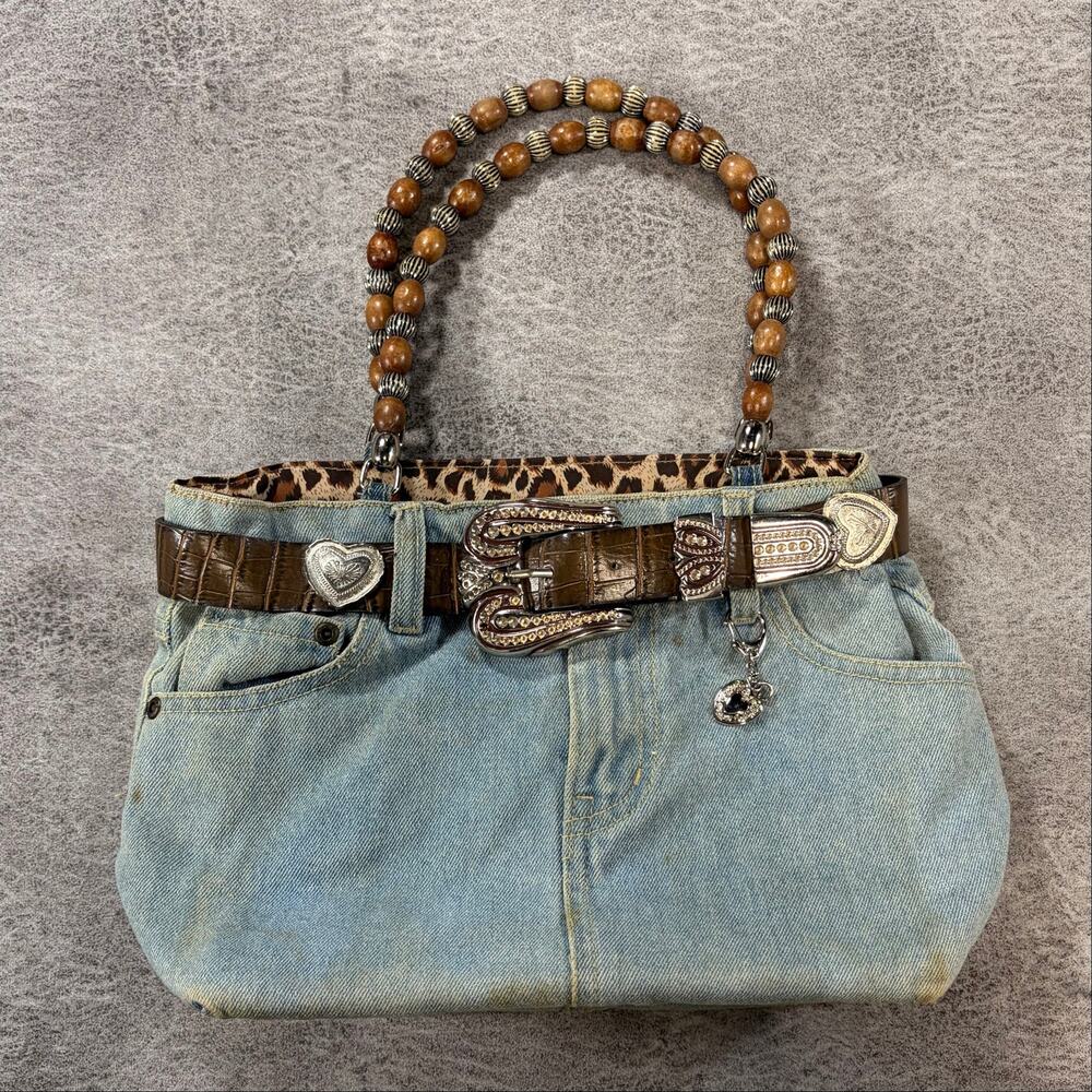 Vintage Denim Western Belt Shoulder Bag